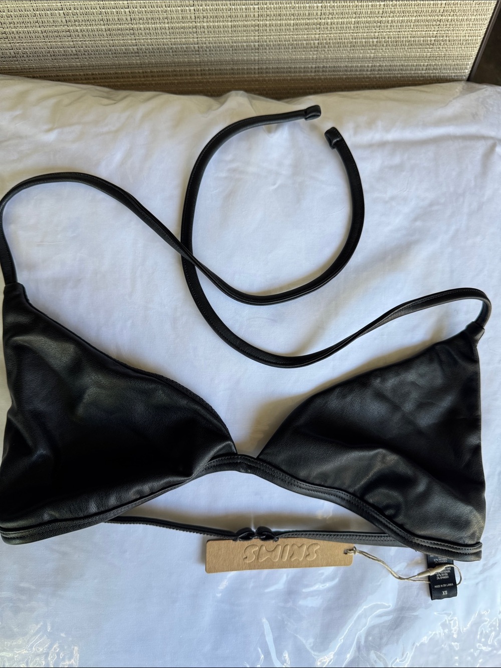 SKIMS Faux Leather Tie Bralette XS - Picture 2 of 7